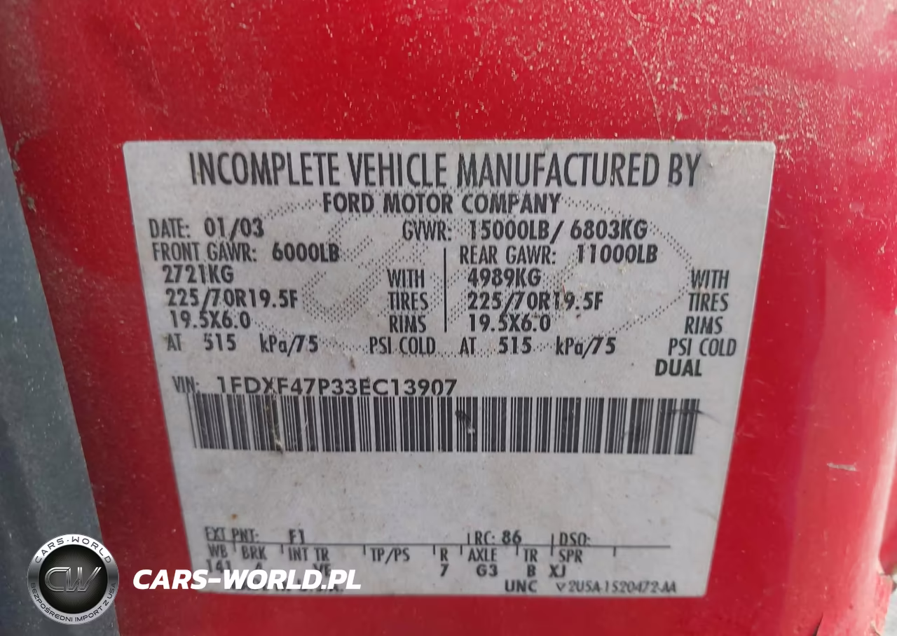 2003 Ford F-450 Xl-Xlt VIN:1FDXF47P33EC13907 - 8