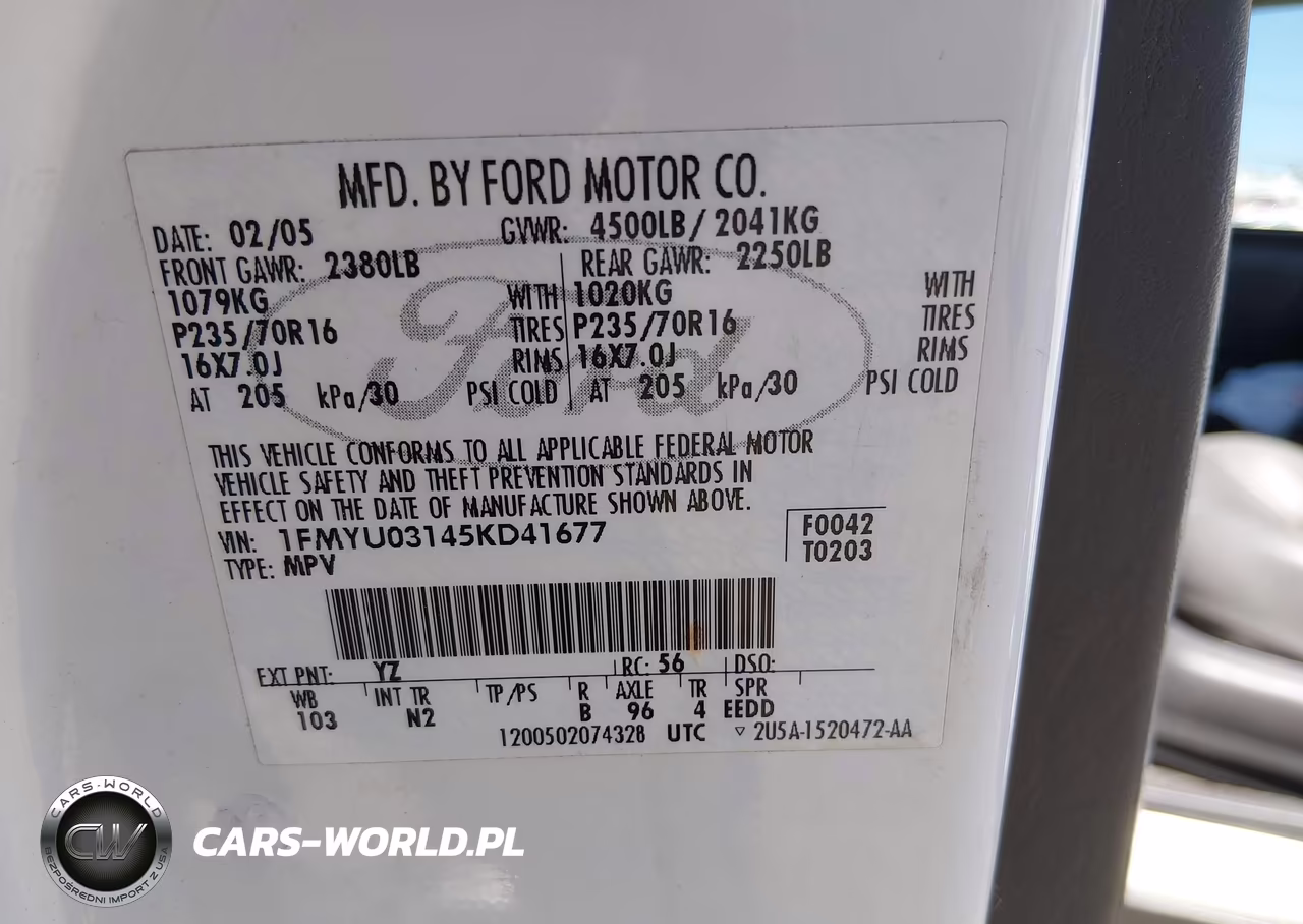 2005 Ford Escape Xlt VIN:1FMYU03145KD41677 - 9