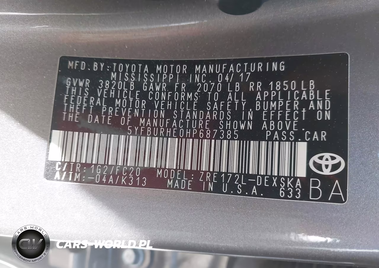 2017 Toyota Corolla Se VIN:5YFBURHE0HP687385 - 9
