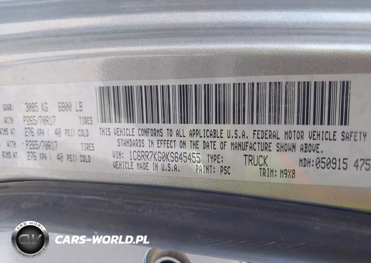 2019 Ram 1500 Classic Tradesman 4X4 5'7 Box VIN:1C6RR7KG0KS645455 - 9