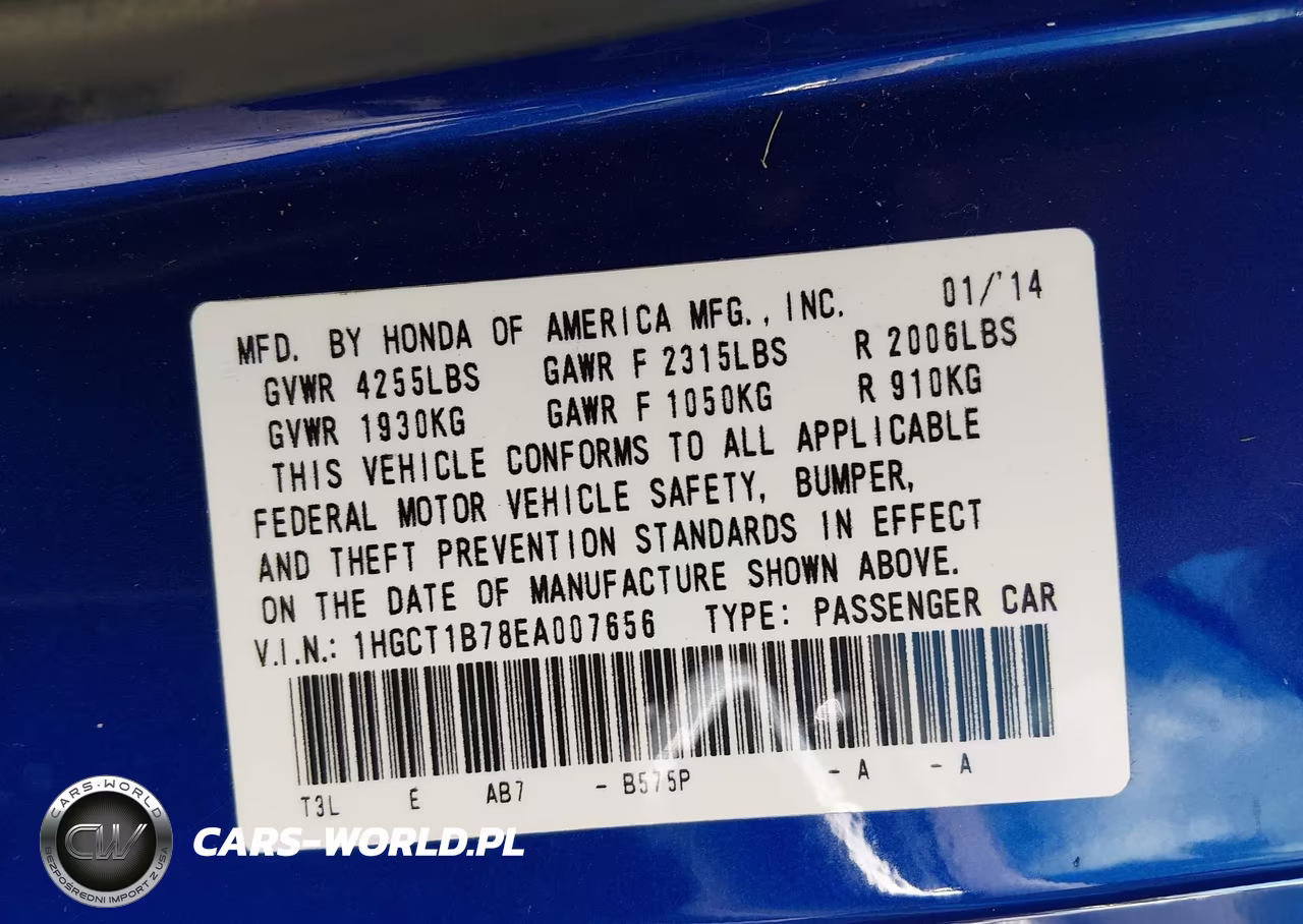2014 Honda Accord Ex VIN:1HGCT1B78EA007656 - 9