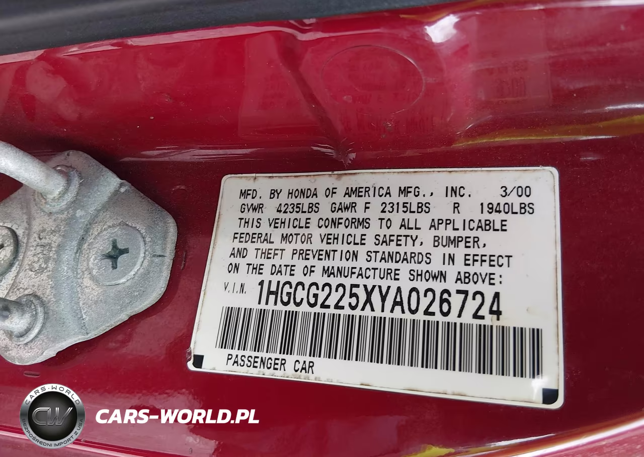 2000 Honda Accord 3.0 Ex VIN:1HGCG225XYA026724 - 9