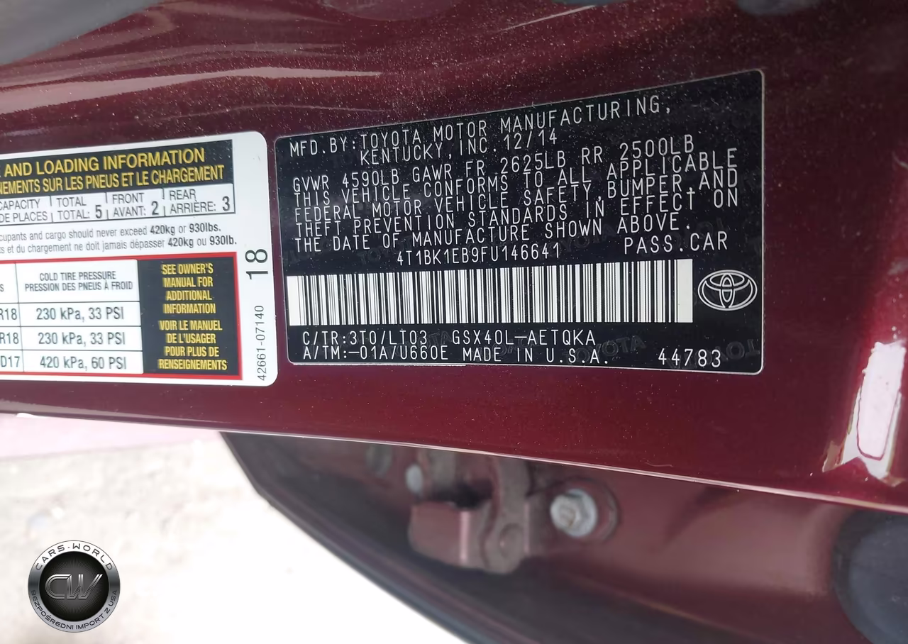 2015 Toyota Avalon Xle Touring VIN:4T1BK1EB9FU146641 - 9