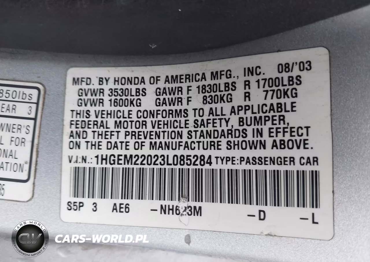 2003 Honda Civic Ex VIN:1HGEM22023L085284 - 9