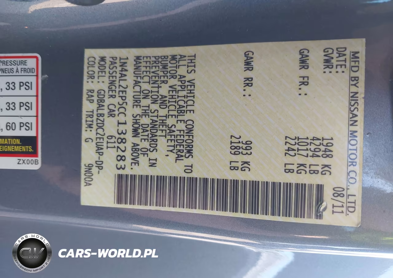 2012 Nissan Altima 2.5 S VIN:1N4AL2EP5CC138283 - 9