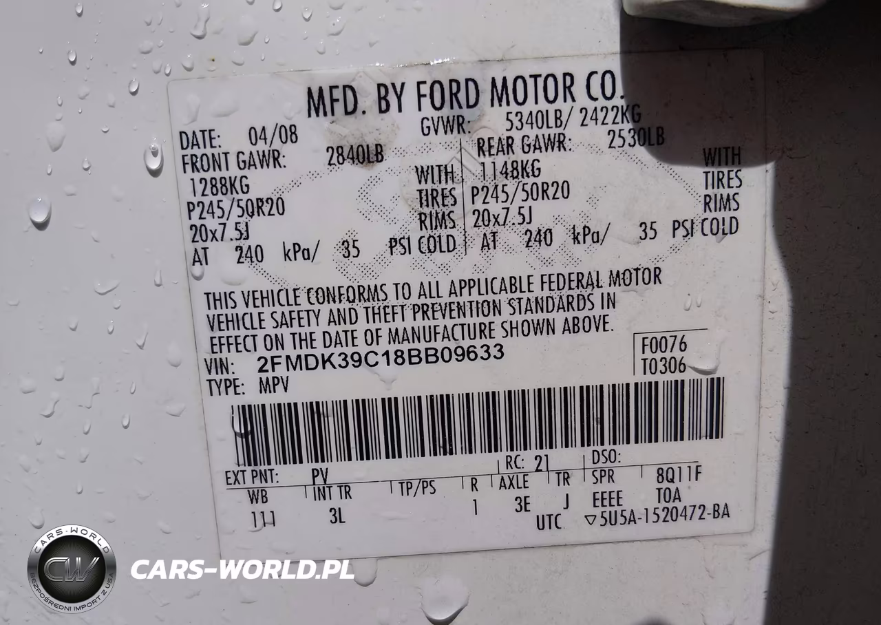 2008 Ford Edge Limited VIN:2FMDK39C18BB09633 - 9