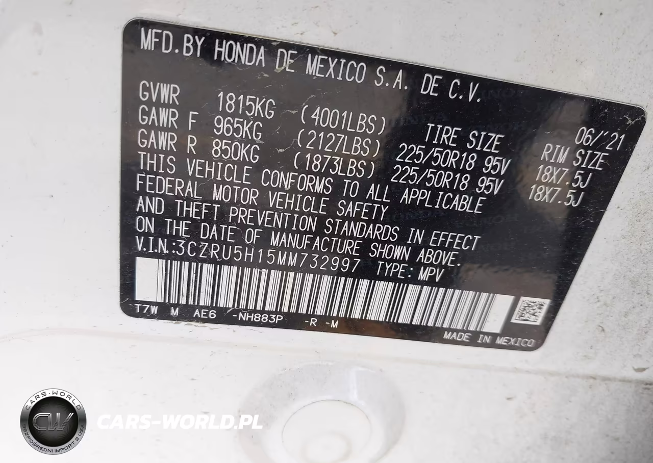 2021 Honda Hr-V 2Wd Sport VIN:3CZRU5H15MM732997 - 9