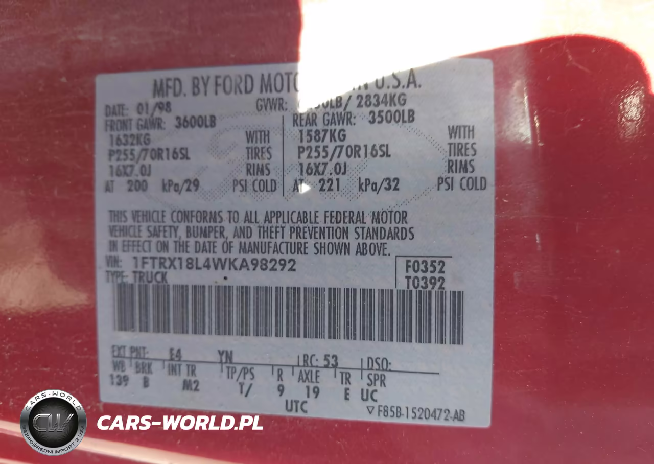 1998 Ford F-150 Lariat-Standard-Xl-Xlt VIN:1FTRX18L4WKA98292 - 9