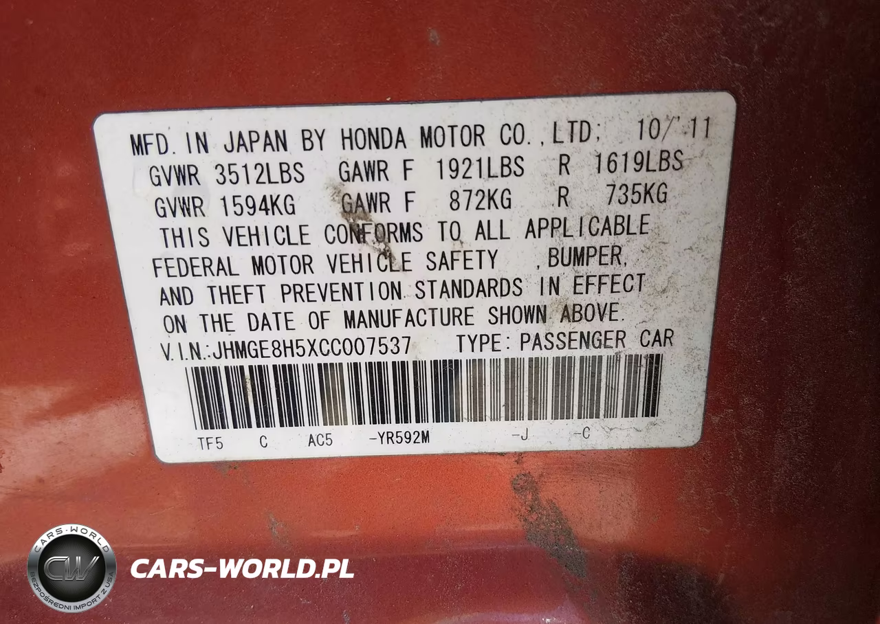 2012 Honda Fit Sport VIN:JHMGE8H5XCC007537 - 9