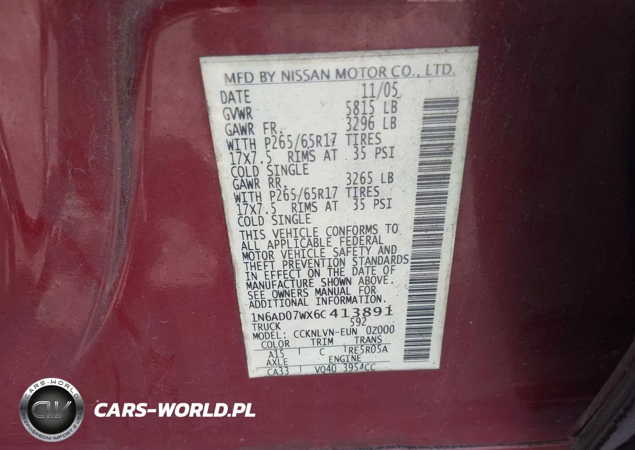 2006 Nissan Frontier Le VIN:1N6AD07WX6C413891 - 9