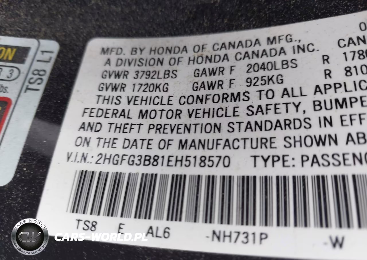 2014 Honda Civic Ex VIN:2HGFG3B81EH518570 - 9