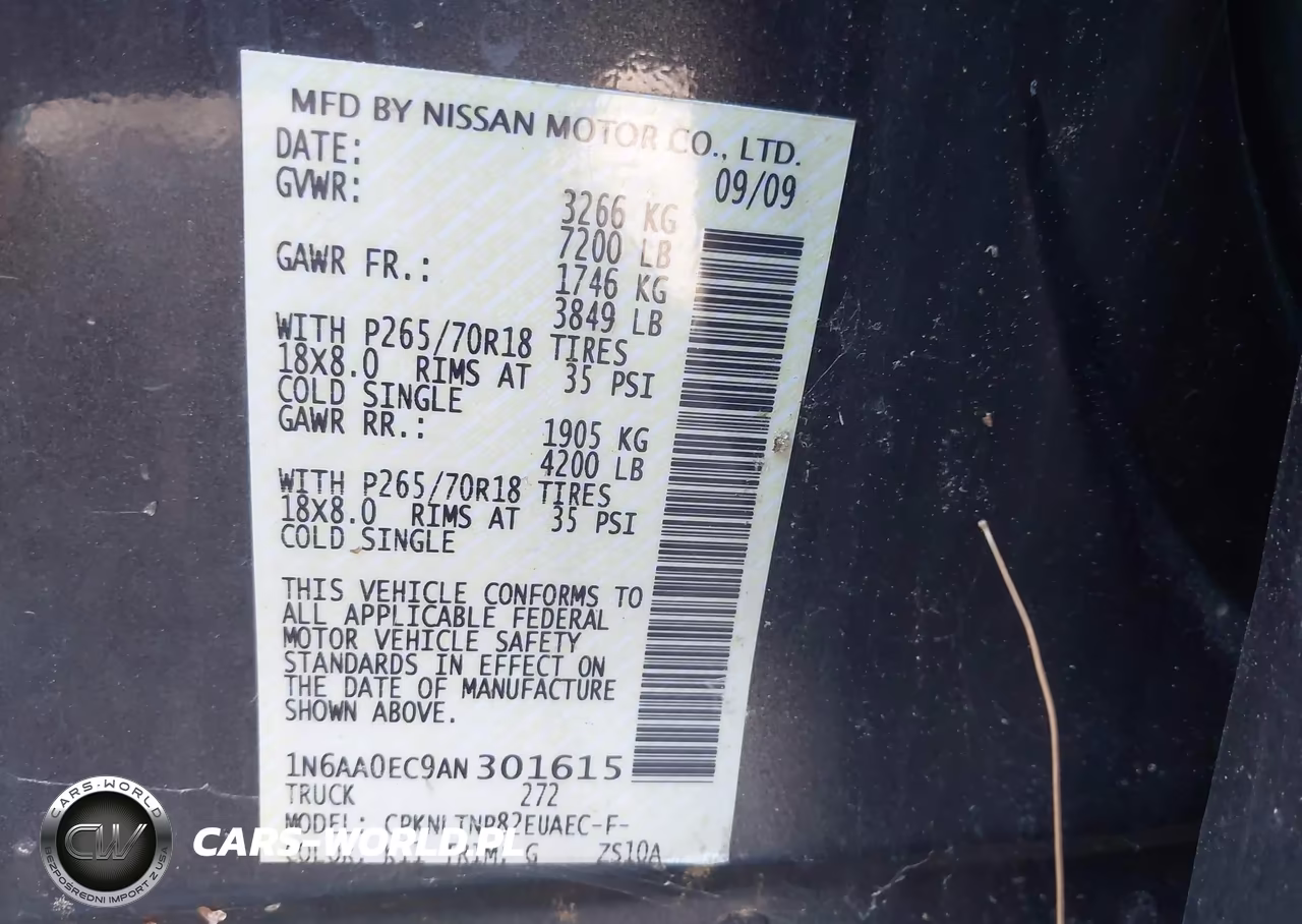 2010 Nissan Titan Xe-Se-Le-Pro-4X VIN:1N6AA0EC9AN301615 - 9