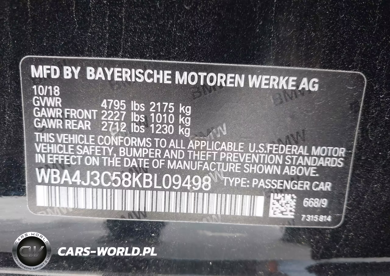 2019 BMW 430I Gran Coupe xDrive VIN:WBA4J3C58KBL09498 - 9