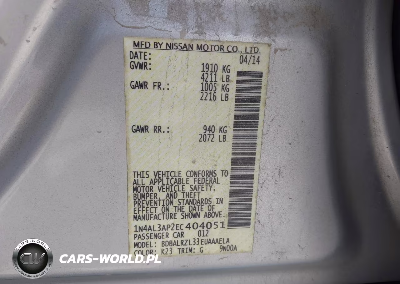 2014 Nissan Altima 2.5 S VIN:1N4AL3AP2EC404051 - 9