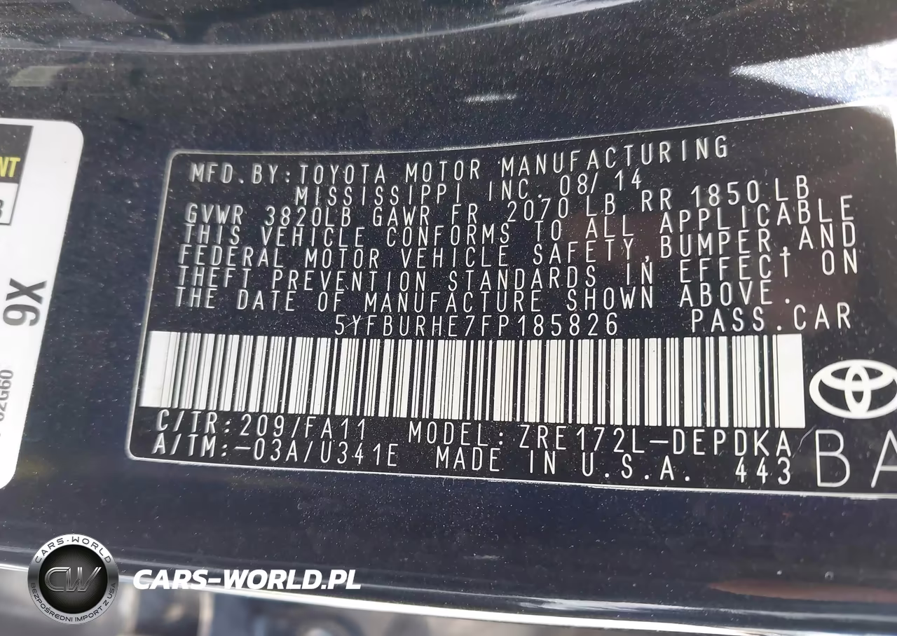 2015 Toyota Corolla L VIN:5YFBURHE7FP185826 - 9