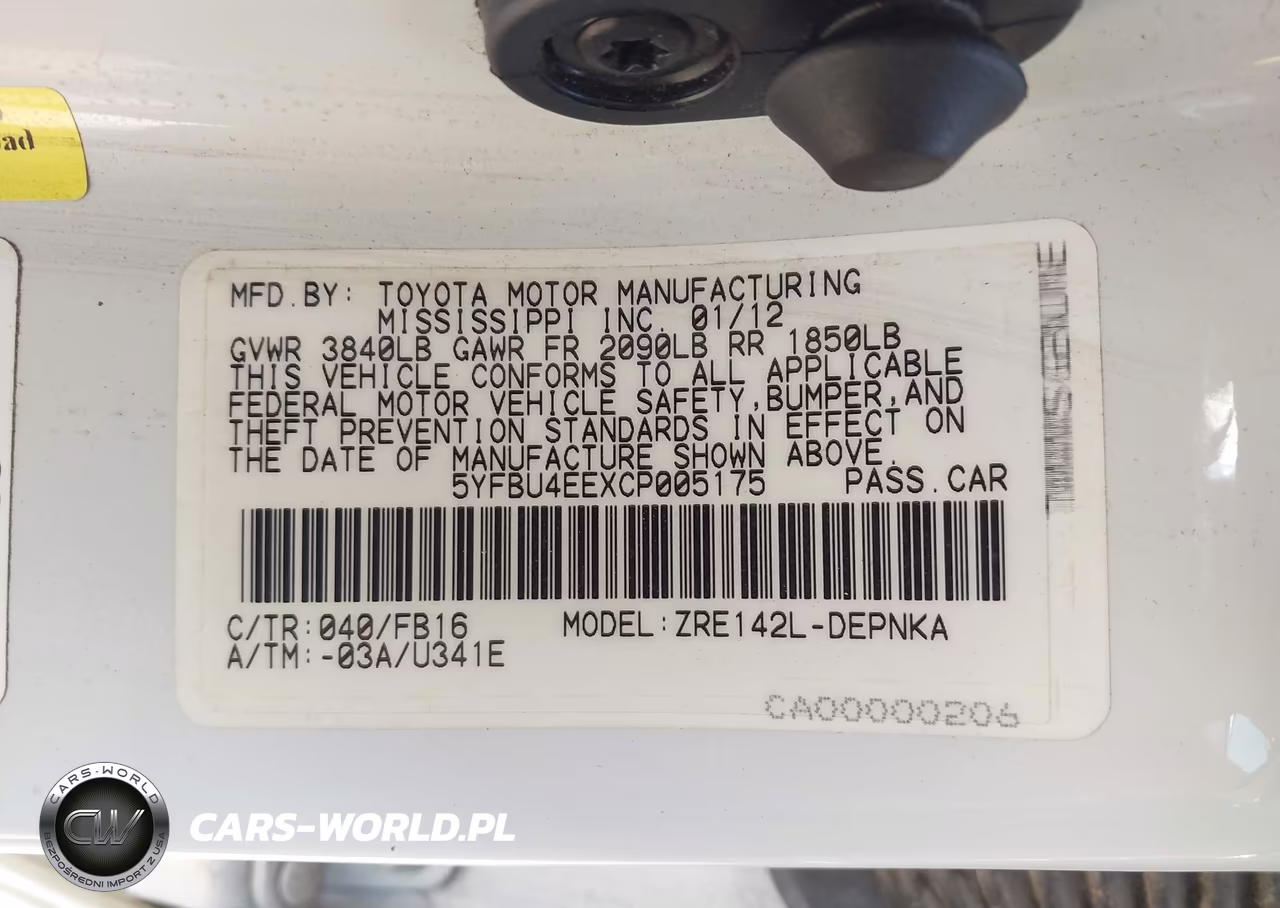 2012 Toyota Corolla Le VIN:5YFBU4EEXCP005175 - 9