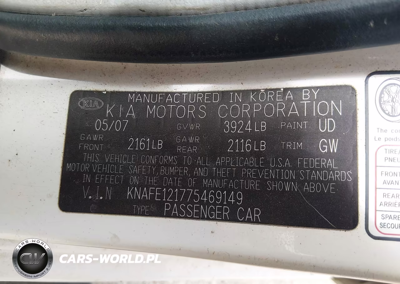 2007 Kia Spectra Ex VIN:KNAFE121775469149 - 9