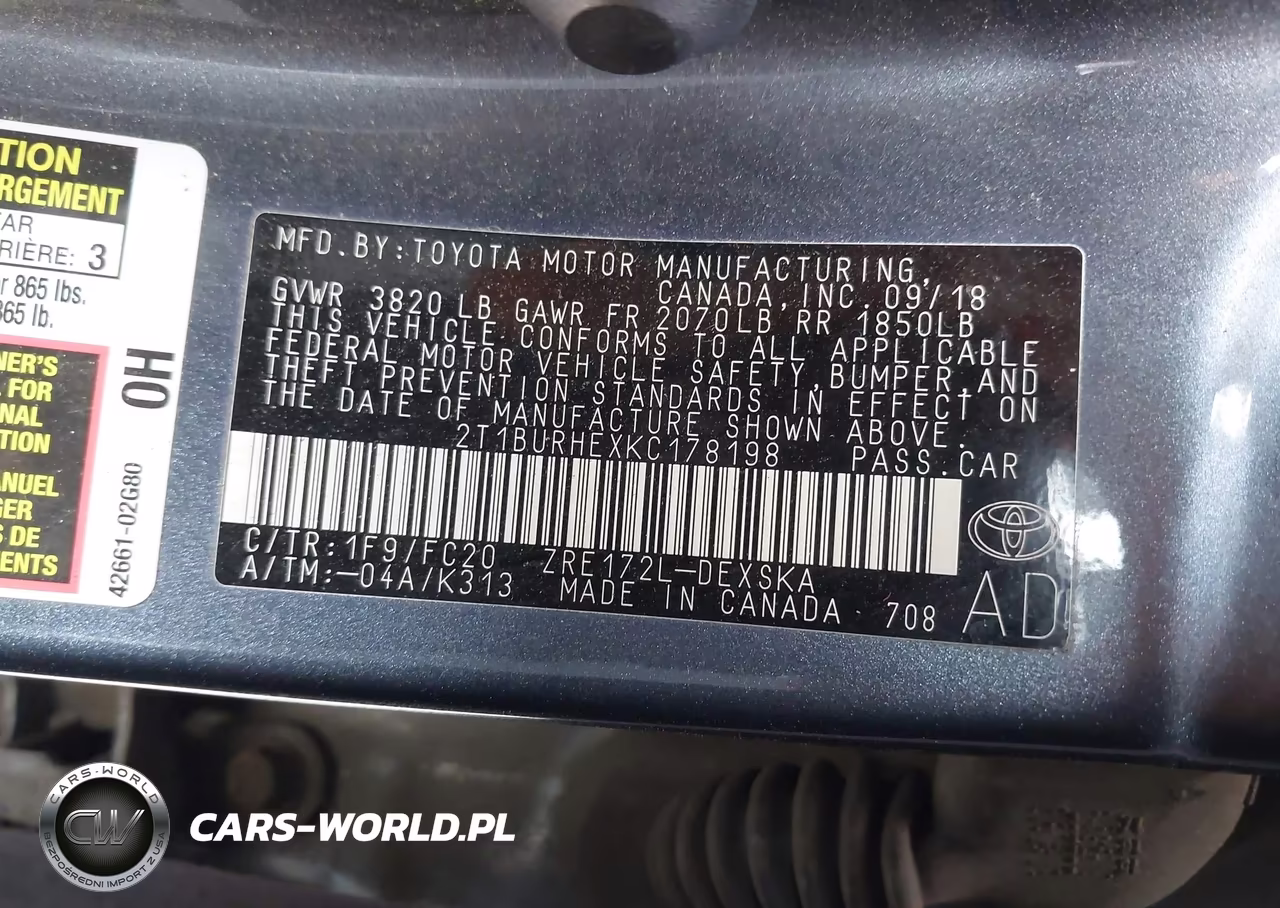2019 Toyota Corolla Se VIN:2T1BURHEXKC178198 - 9