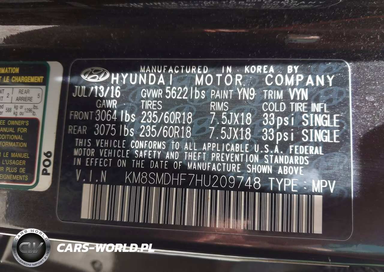 2017 Hyundai Santa Fe Se VIN:KM8SMDHF7HU209748 - 9