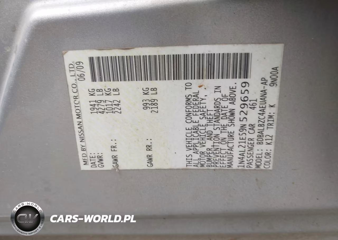 2009 Nissan Altima 2.5 S VIN:1N4AL21E59N529659 - 9