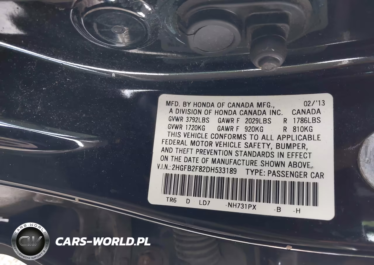 2013 Honda Civic Ex VIN:2HGFB2F82DH533189 - 9