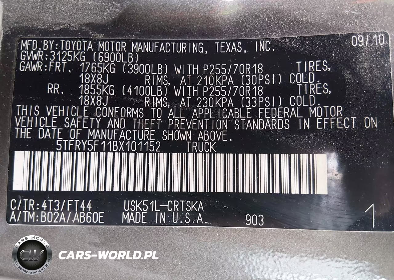 2011 Toyota Tundra Grade 5.7L V8 VIN:5TFRY5F11BX101152 - 9