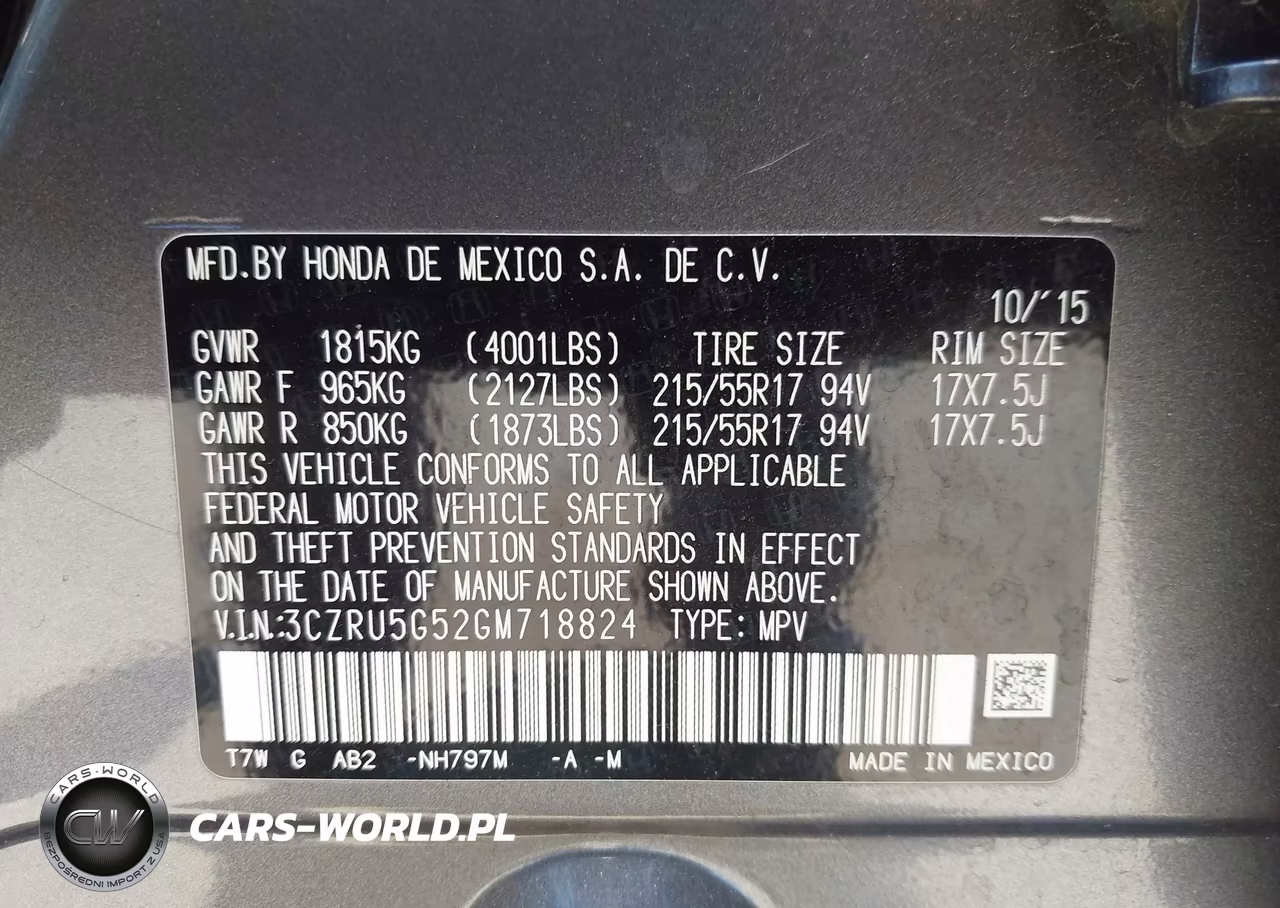 2016 Honda Hr-V Ex VIN:3CZRU5G52GM718824 - 9