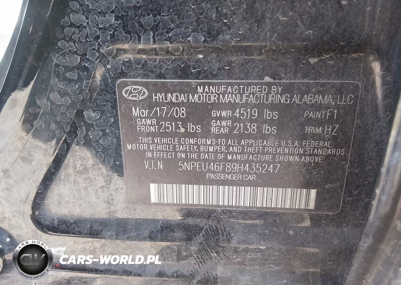 2009 Hyundai Sonata Se V6 VIN:5NPEU46F89H435247 - 9