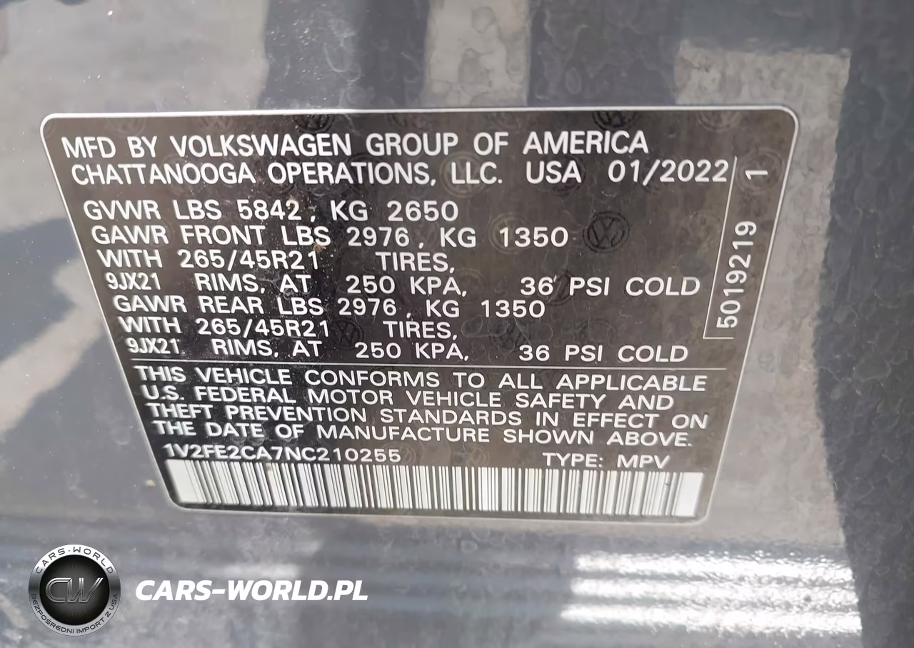 2022 Volkswagen Atlas Cross Sport 3.6L V6 Sel Premium R-Line VIN:1V2FE2CA7NC210255 - 9