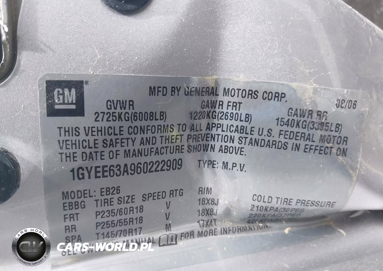 2006 Cadillac Srx V8 VIN:1GYEE63A960222909 - 9