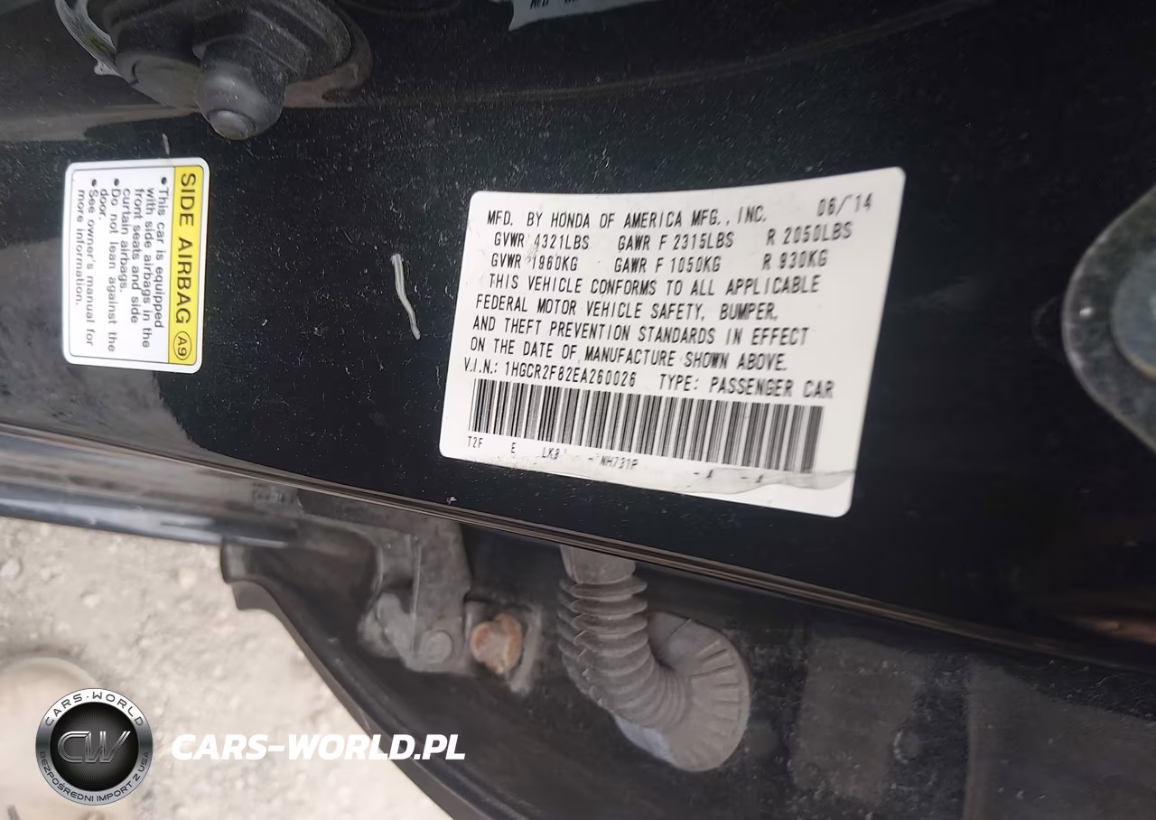 2014 Honda Accord Ex-L VIN:1HGCR2F82EA260026 - 9