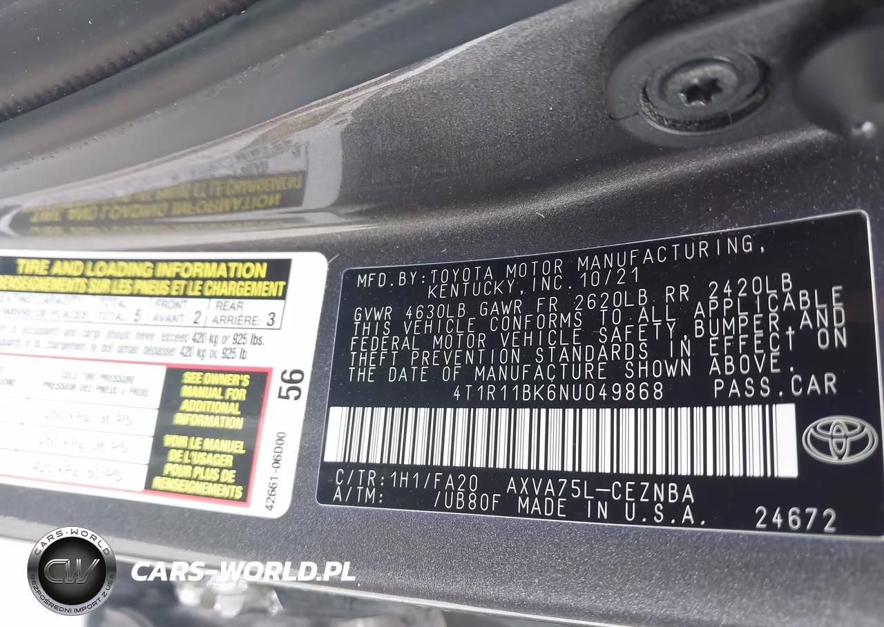 2022 Toyota Camry Le Awd VIN:4T1R11BK6NU049868 - 9