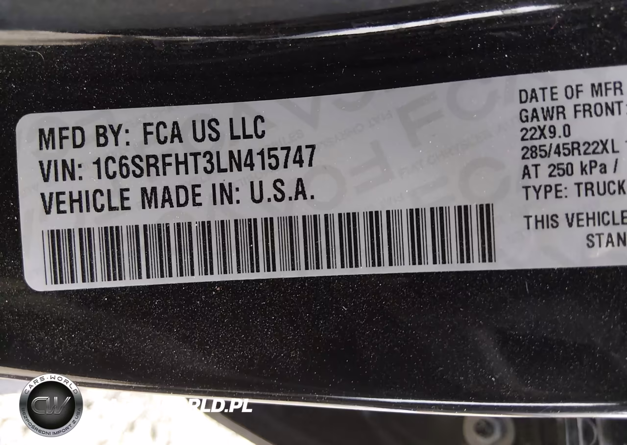 2020 Ram 1500 Limited 4X4 5'7 Box VIN:1C6SRFHT3LN415747 - 9