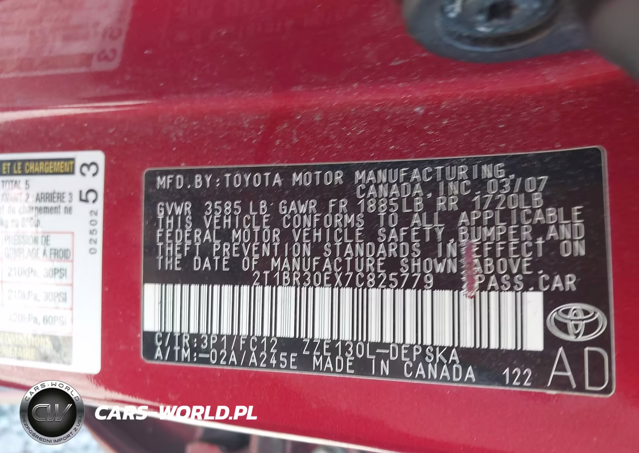 2007 Toyota Corolla S VIN:2T1BR30EX7C825779 - 9