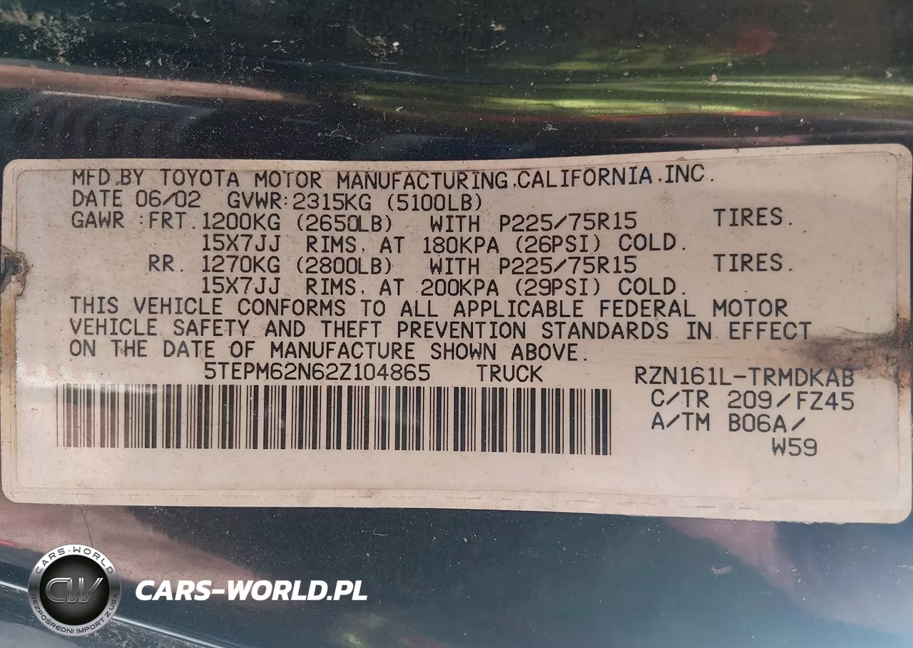 2002 Toyota Tacoma VIN:5TEPM62N62Z104865 - 9