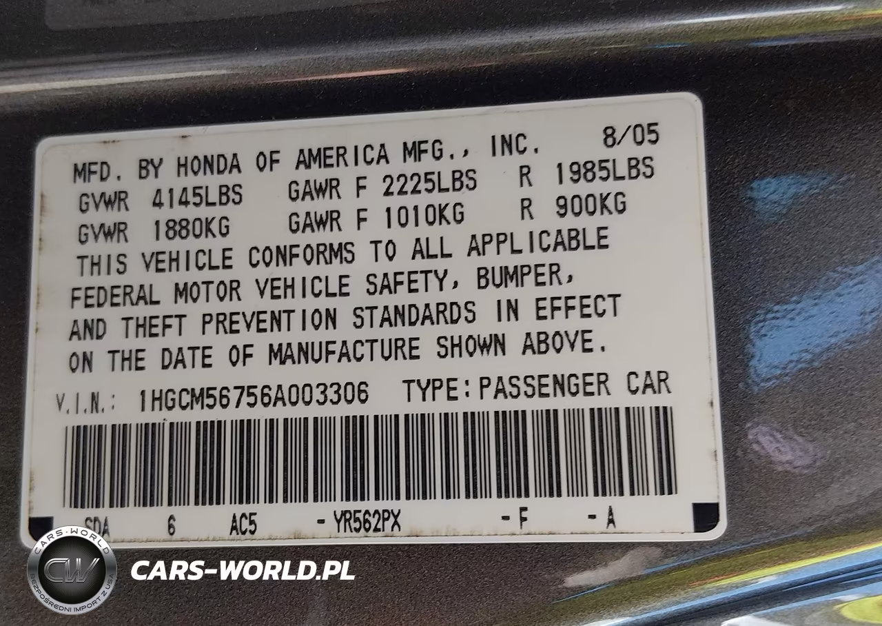 2006 Honda Accord 2.4 Ex VIN:1HGCM56756A003306 - 9