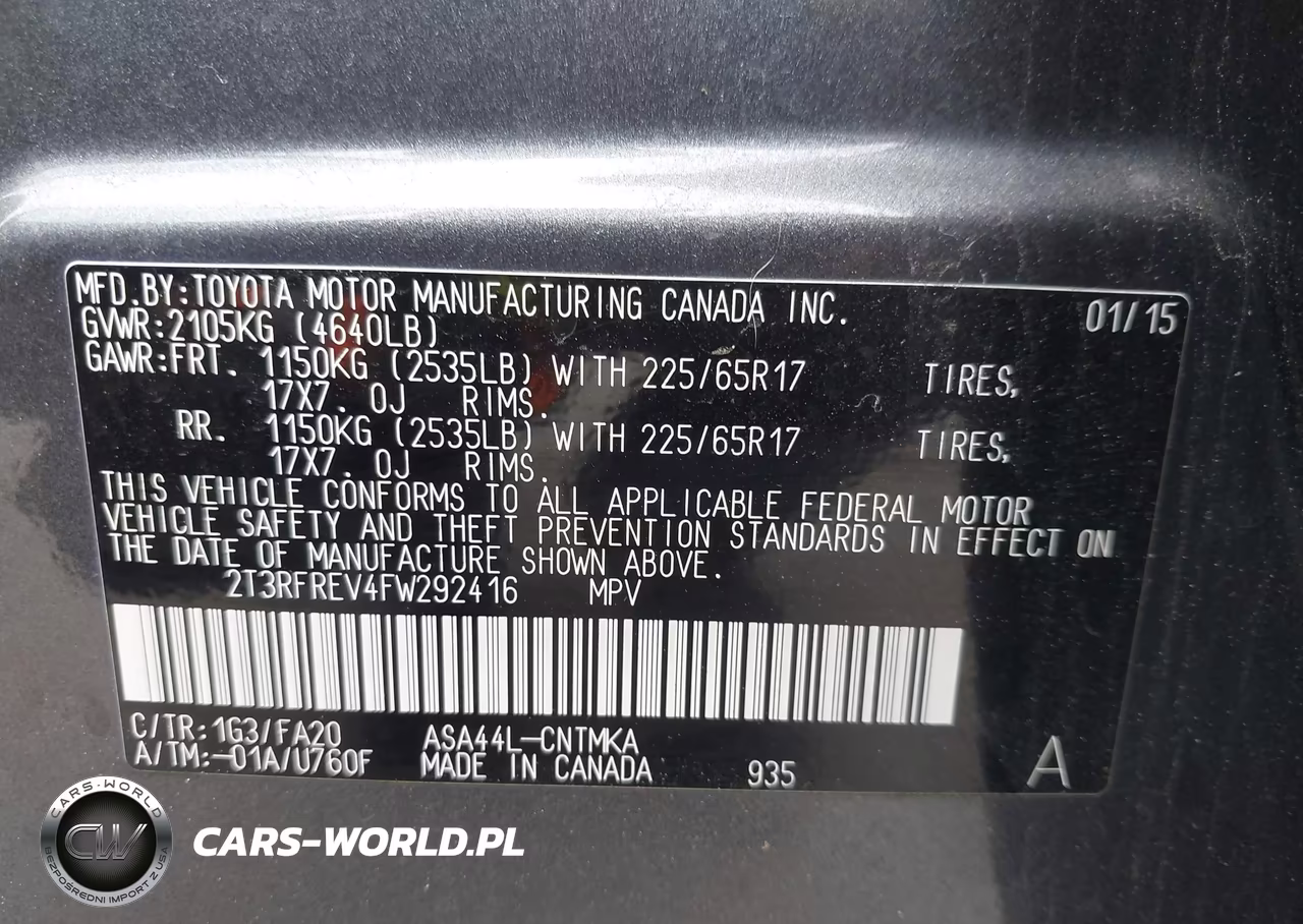 2015 Toyota Rav4 Xle VIN:2T3RFREV4FW292416 - 9
