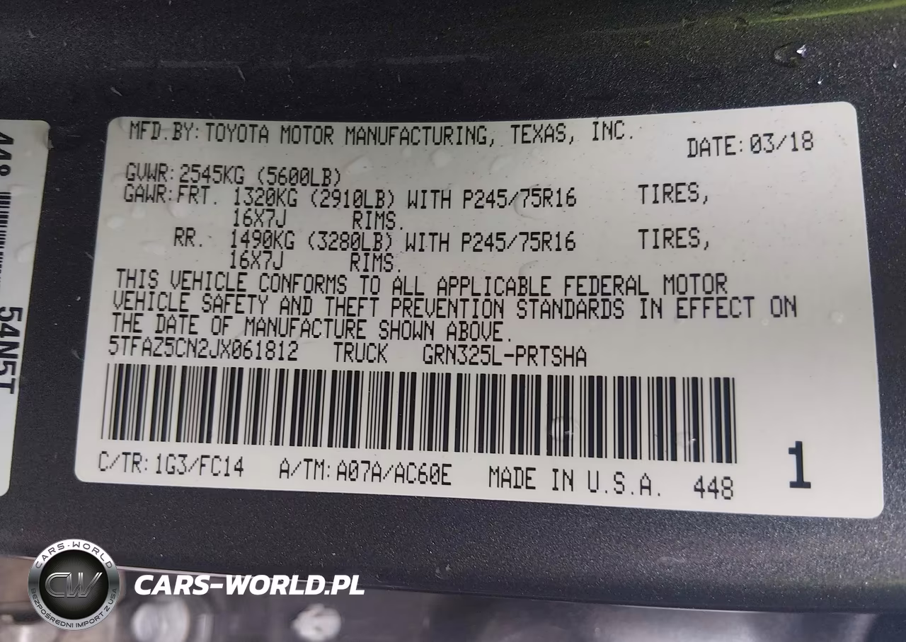 2018 Toyota Tacoma Sr5 V6 VIN:5TFAZ5CN2JX061812 - 9