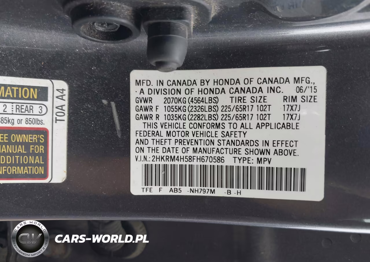 2015 Honda Cr-V Ex VIN:2HKRM4H58FH670586 - 9