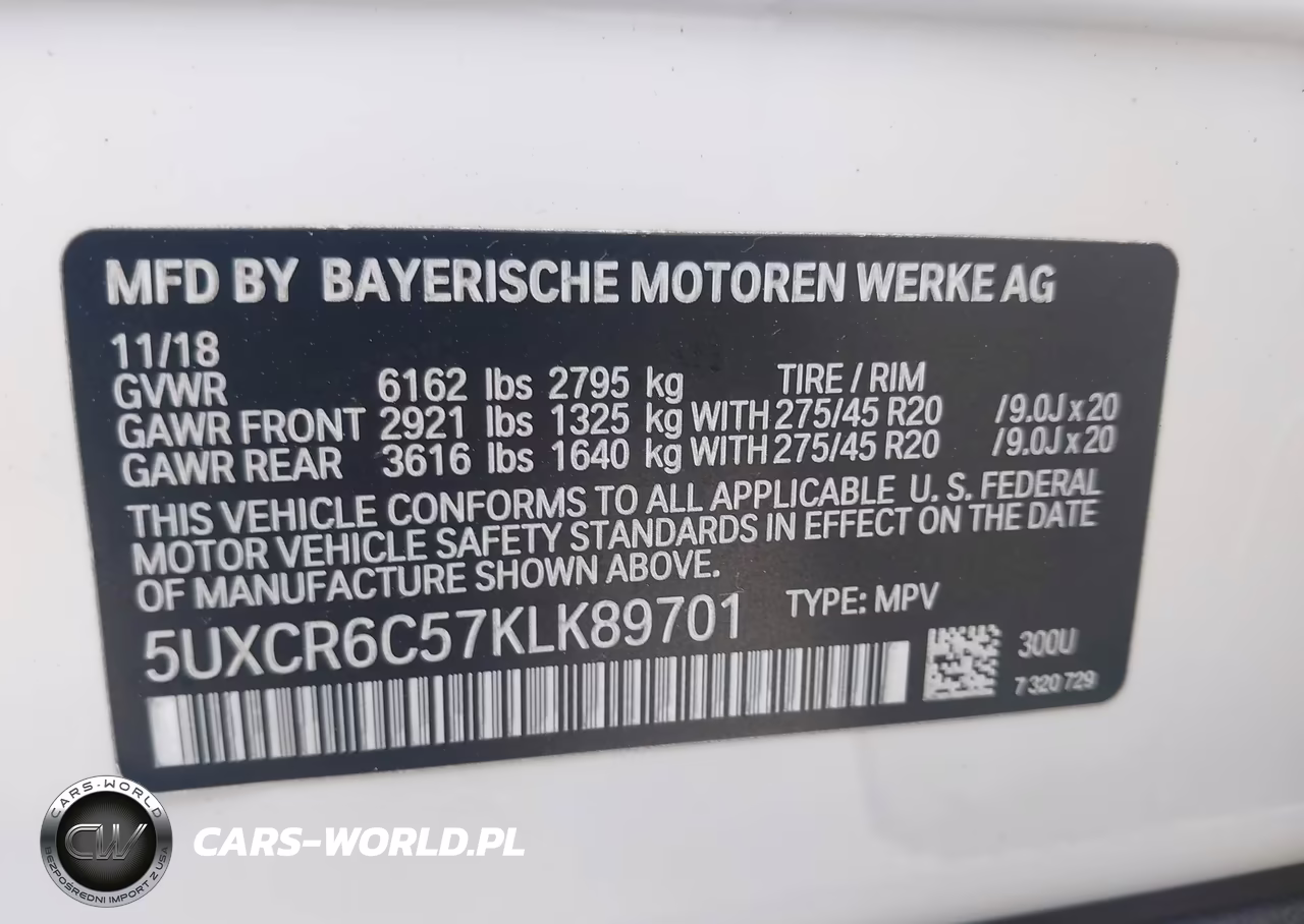 2019 BMW X5 xDrive40I VIN:5UXCR6C57KLK89701 - 9