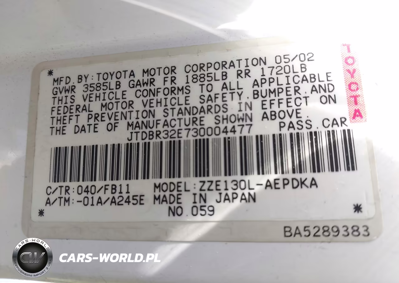 2003 Toyota Corolla Ce VIN:JTDBR32E730004477 - 9