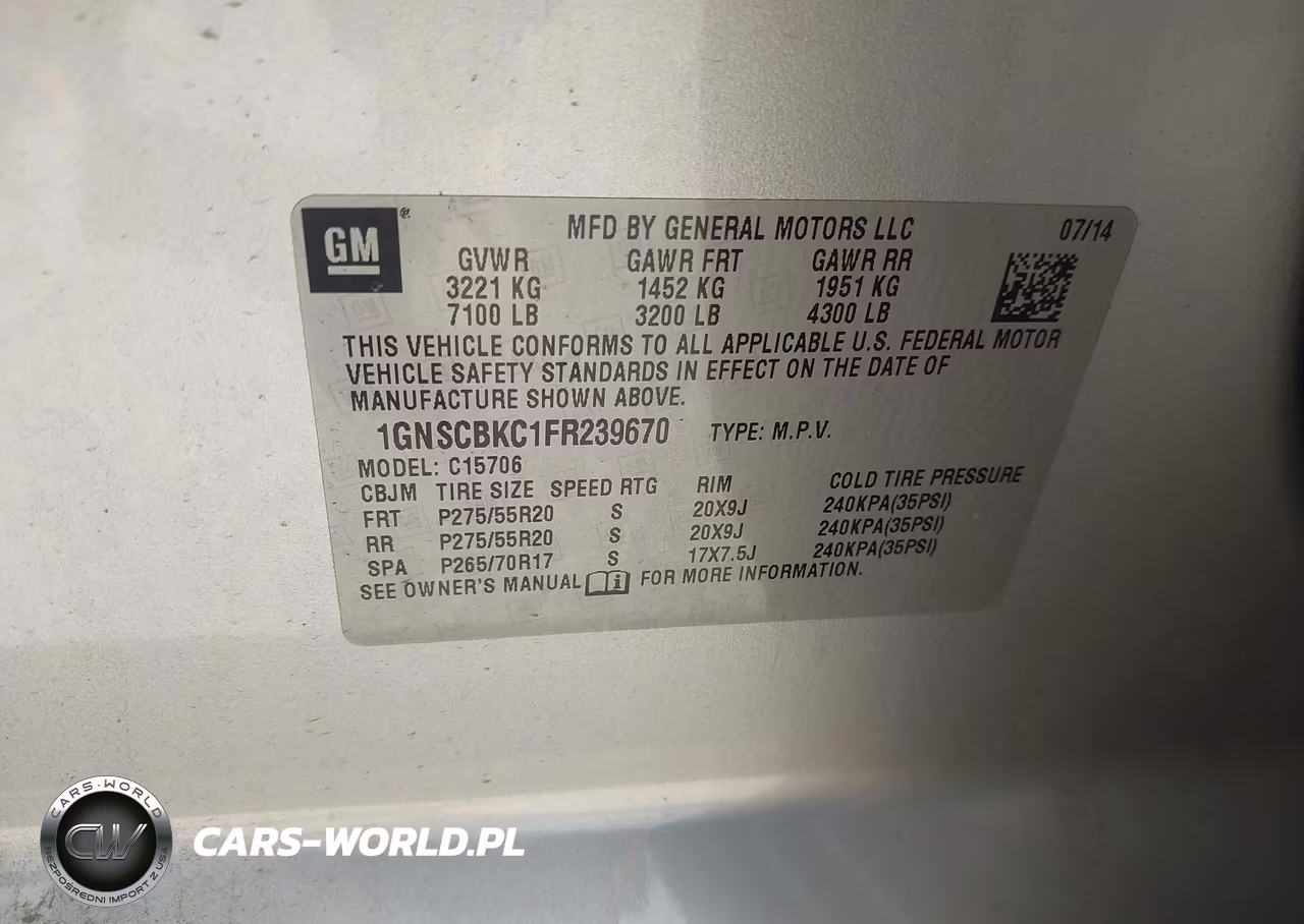 2015 Chevrolet Tahoe Lt VIN:1GNSCBKC1FR239670 - 9
