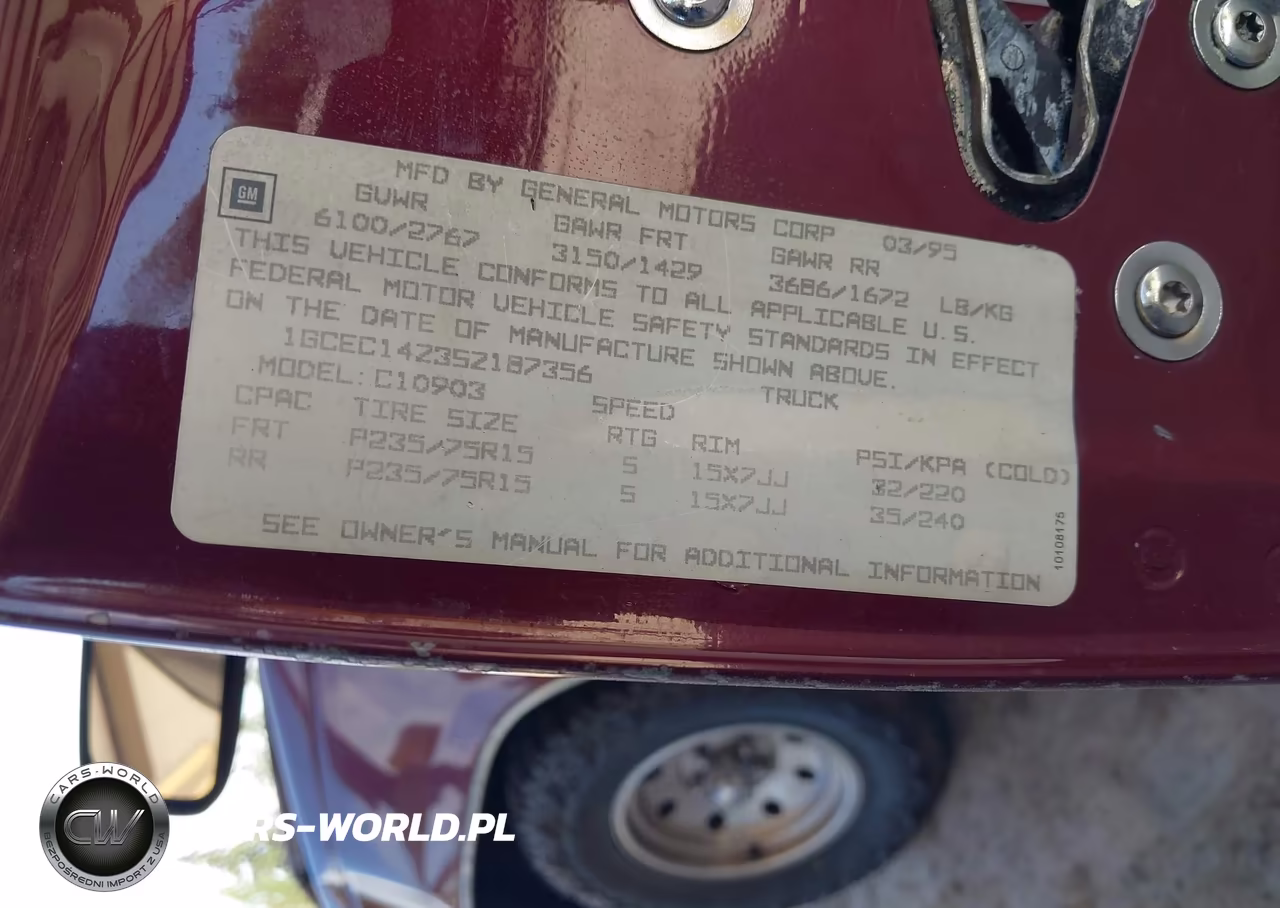 1995 Chevrolet Gmt-400 C1500 VIN:1GCEC14Z3SZ187356 - 9