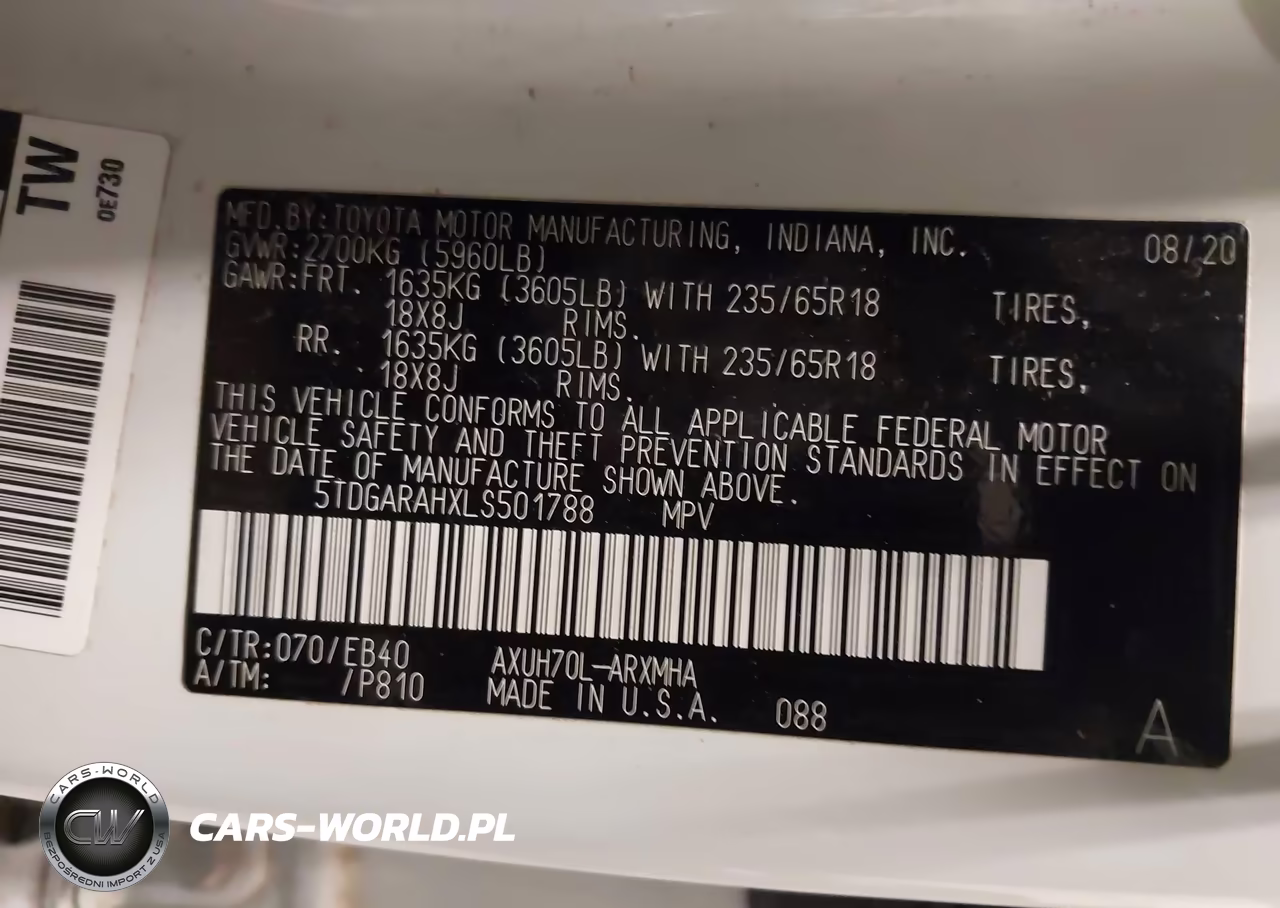 2020 Toyota Highlander Hybrid Xle VIN:5TDGARAHXLS501788 - 9