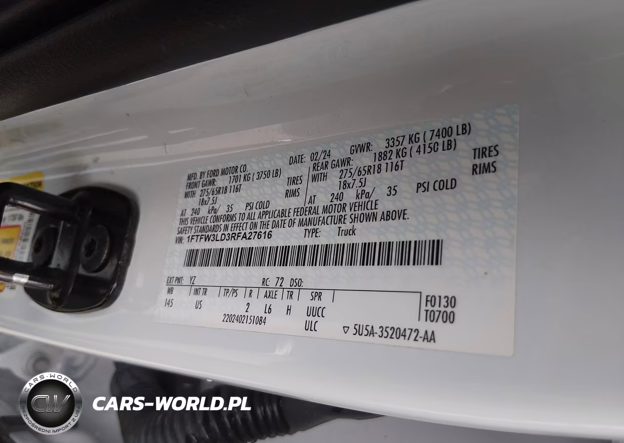 2024 Ford F-150 Xlt VIN:1FTFW3LD3RFA27616 - 9