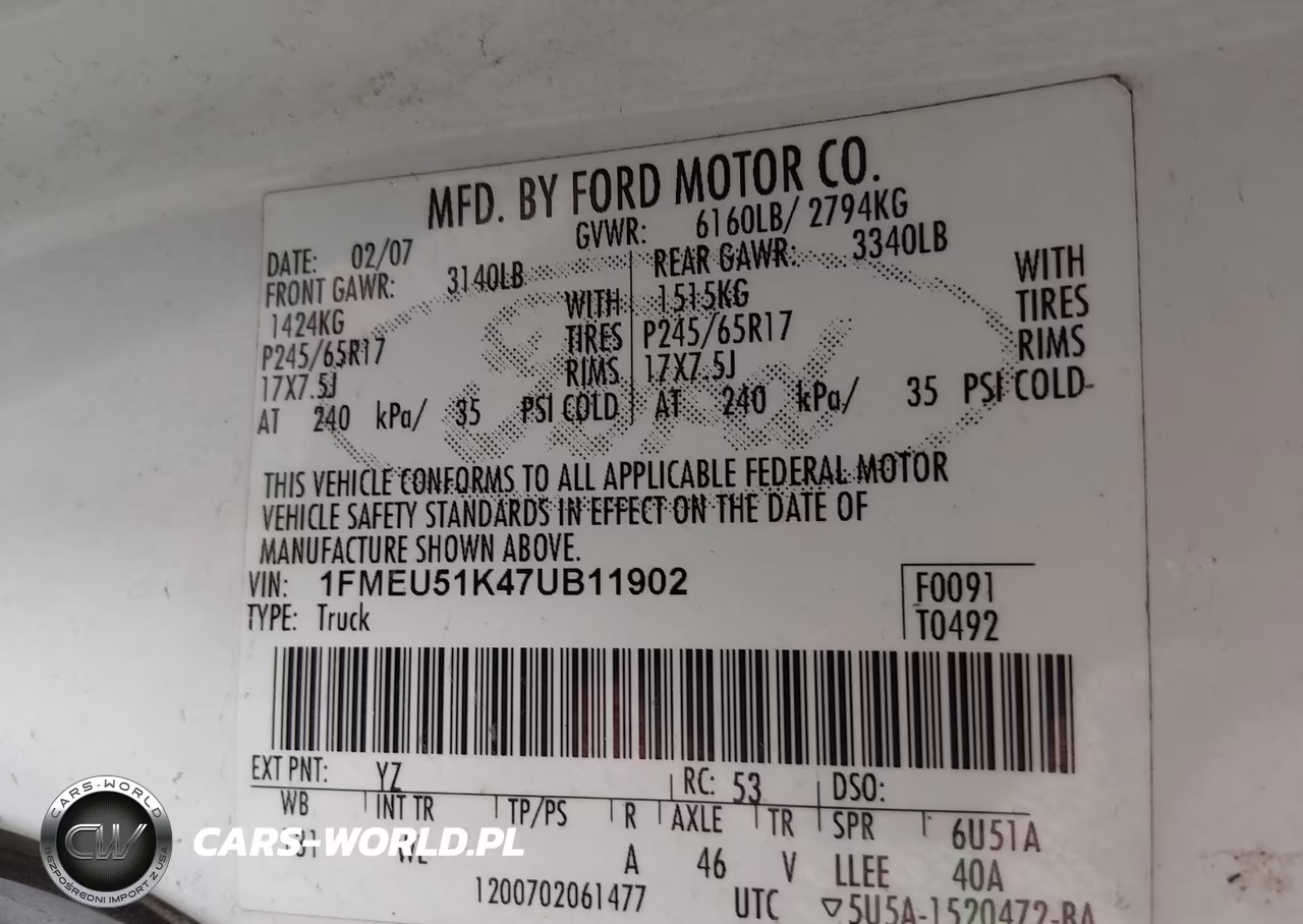 2007 Ford Explorer Sport Trac Xlt VIN:1FMEU51K47UB11902 - 9