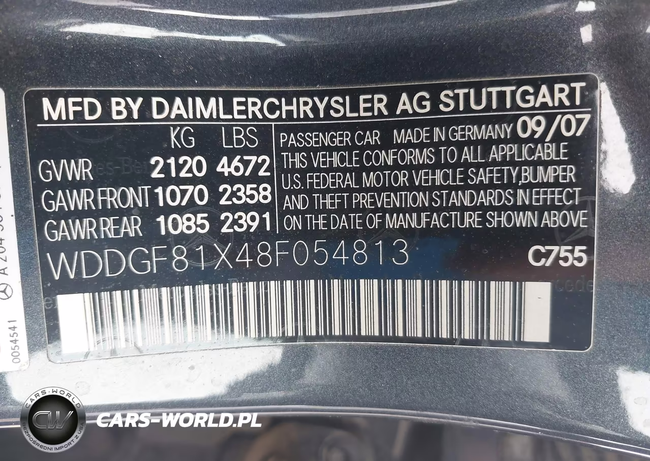 2008 MERCEDES-BENZ C 300 4MATIC VIN:WDDGF81X48F054813 - 9
