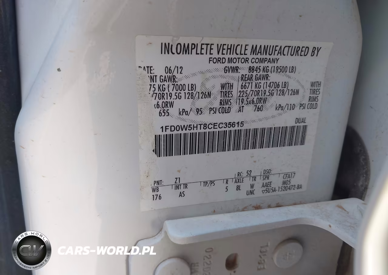 2012 Ford F-550 Chassis Xl VIN:1FD0W5HT8CEC35615 - 8