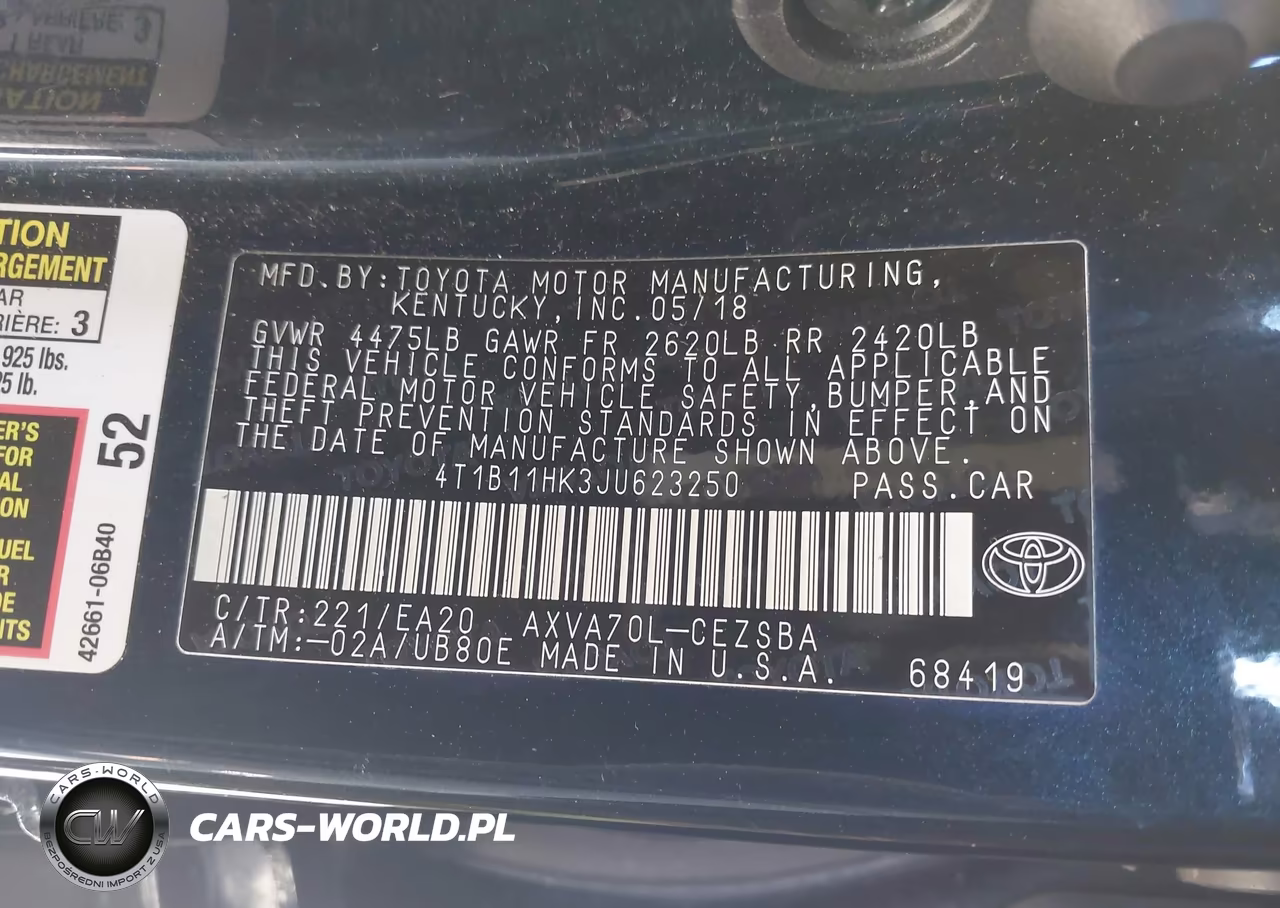 2018 Toyota Camry Se VIN:4T1B11HK3JU623250 - 9