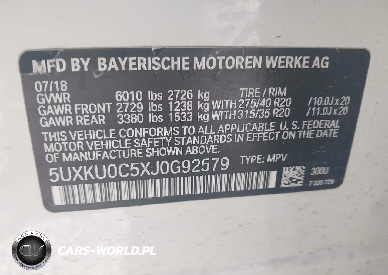 2018 BMW X6 Sdrive35I VIN:5UXKU0C5XJ0G92579 - 9